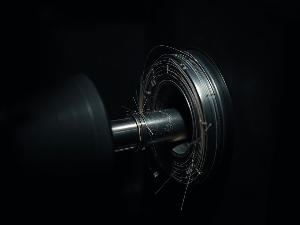 CNC lathe turning a cylindrical steel shaft
